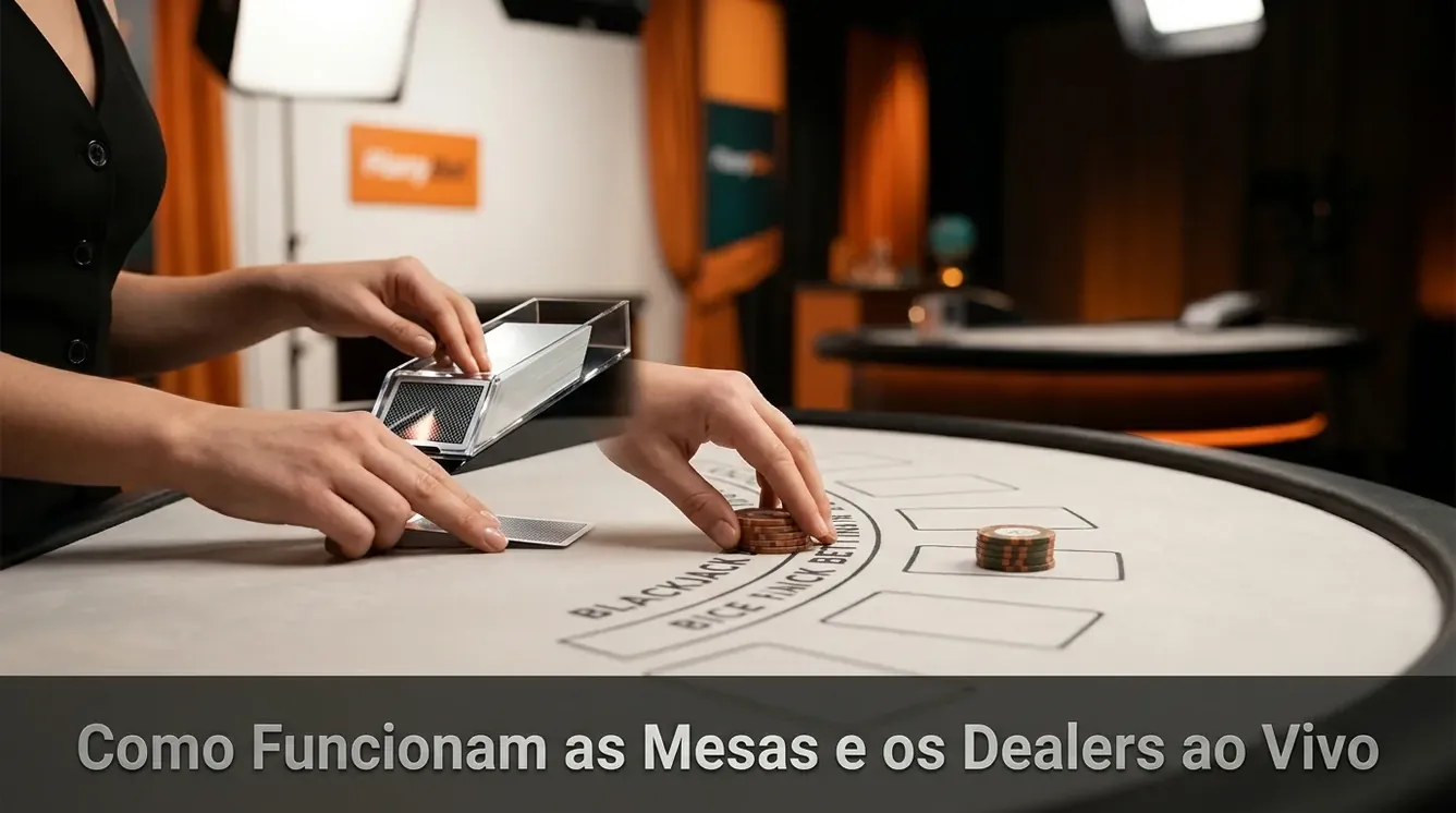 Live blackjack table with dealer and cards